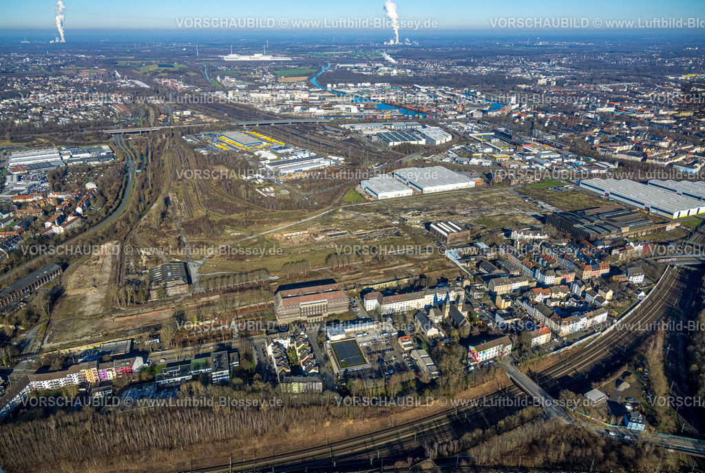 Dortmund230200237 | Luftbild, Union Gewerbehof Gelände, thyssenkrupp Steel, Verwaltungsgebäude Union, alte Halle Emscherschlösschen, Dorstfelder Brücke, Dortmund, Ruhrgebiet, Nordrhein-Westfalen, Deutschland