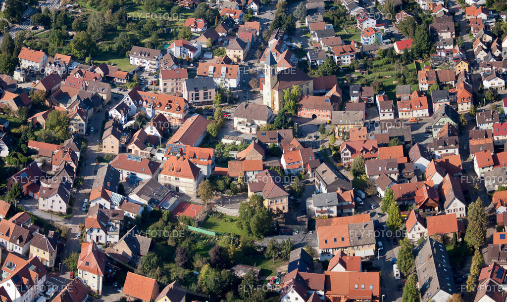 Langensteinbach, Hauptstr | Luftbild: Langensteinbach, Hauptstr im Ortsteil Langensteinbach in Karlsbad im Bundesland Baden-Württemberg in Deutschland. Foto: IMG_45191-Bearbeitet.jpg vom 21.09.2011 durch Werner Riehm/FLY-FOTO.de - Realisiert mit Pictrs.com