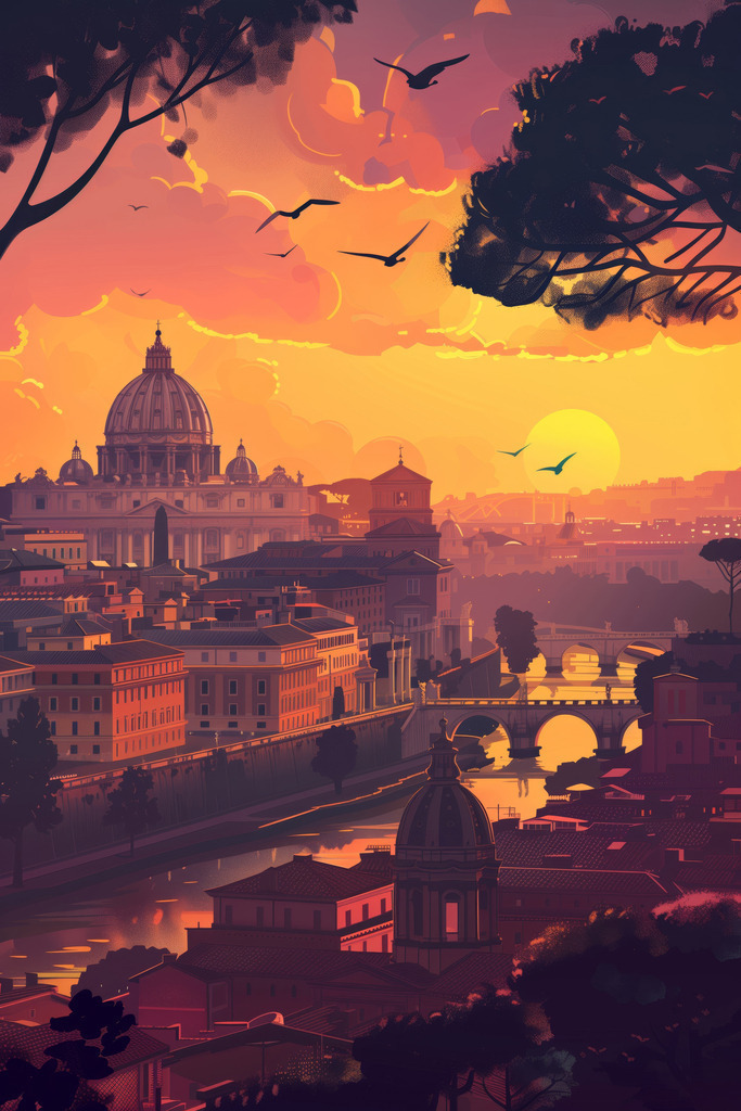 2412028 - Traum von Rom | Fantasievolles Rom-Motiv im Stil einer Illustration.