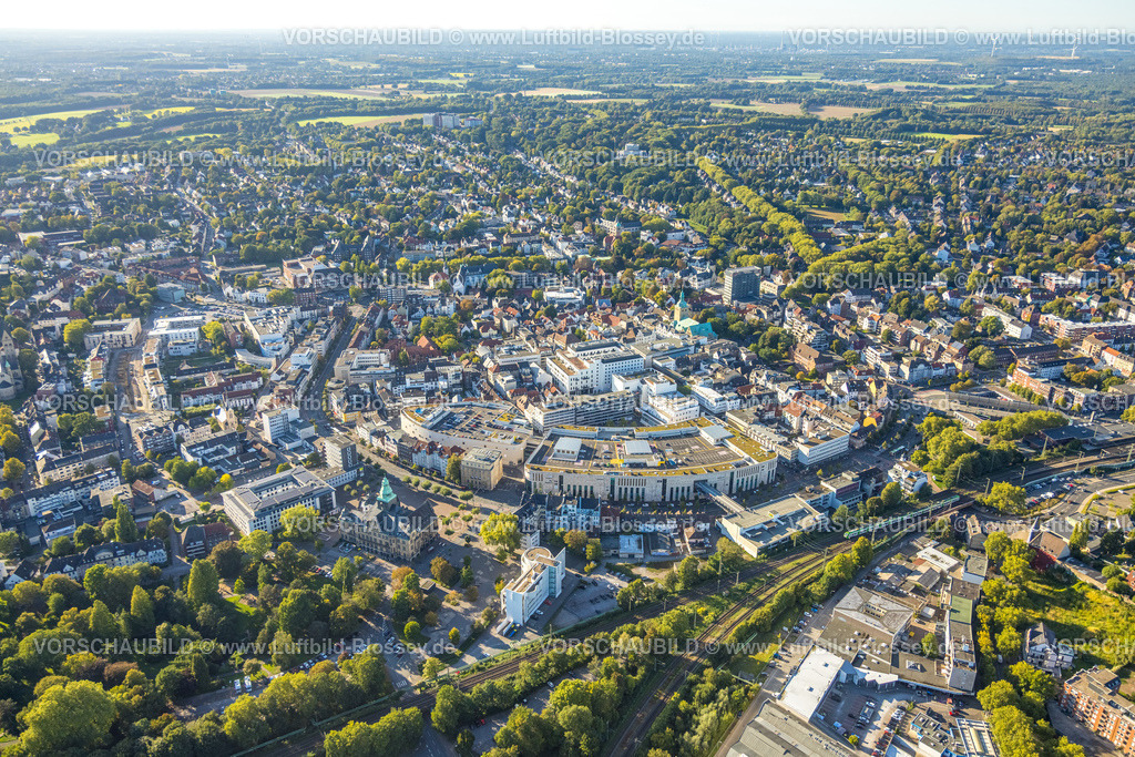 Recklinghausen250904528 | Luftbild, Übersicht der Innenstadt von Recklinghausen mit Rathaus, Hauptbahnhof Recklinghausen, Mitte, Zentrum, Recklinghausen, Ruhrgebiet, Nordrhein-Westfalen, Deutschland