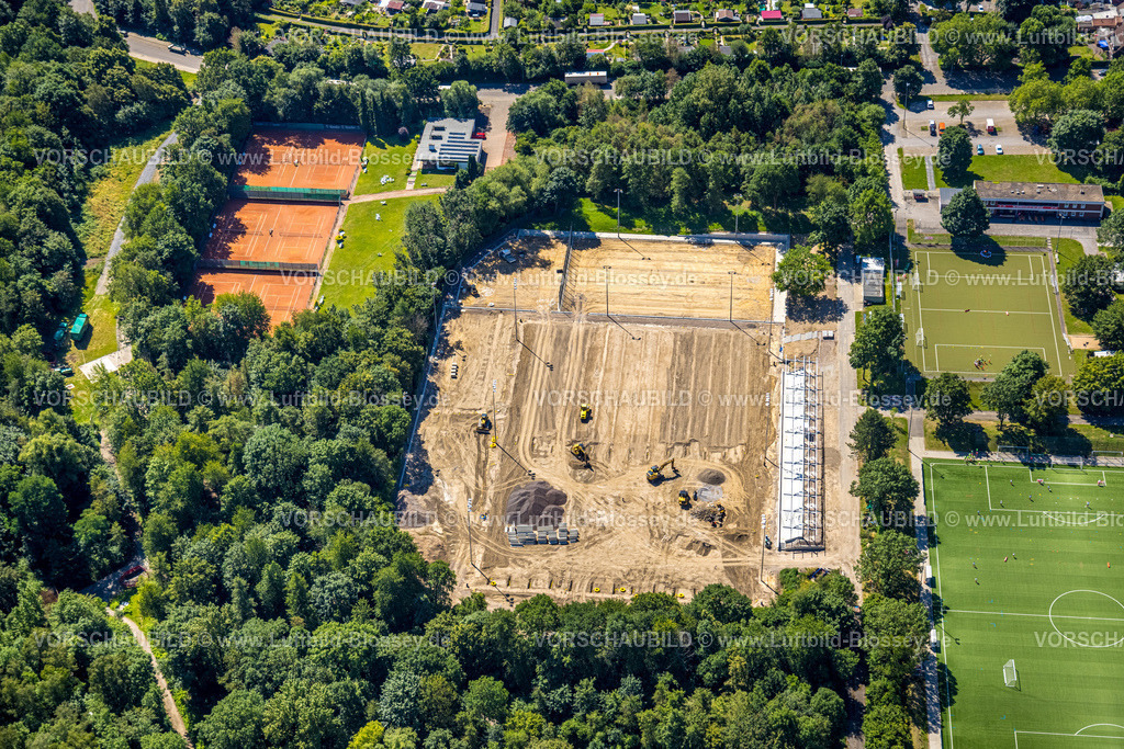 Essen230702603 | Luftbild, Baustelle nit Neubau Sportplatz an der Bezirkssportanlage Mitte II, Altenessen, Essen, Ruhrgebiet, Nordrhein-Westfalen, Deutschland