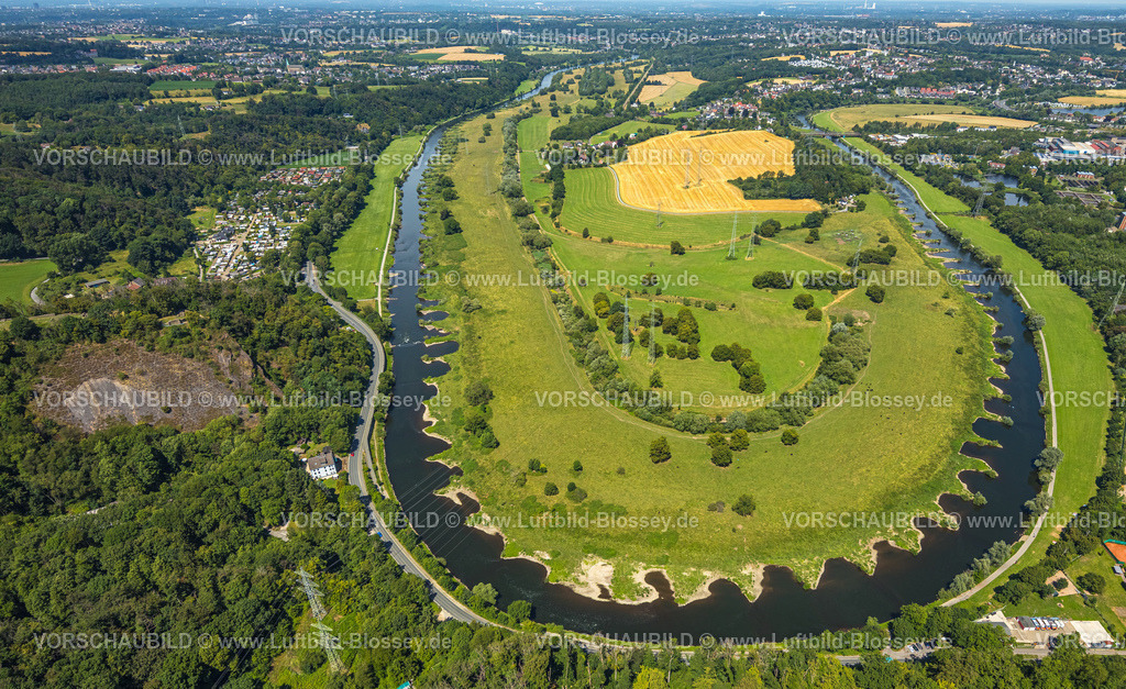 Hattingen230708243 | Luftbild, Hattinger Ruhrbogen, NSG Ruhraue Winz, Leinpfad und Fluss Ruhr, Winz, Hattingen, Ruhrgebiet, Nordrhein-Westfalen, Deutschland