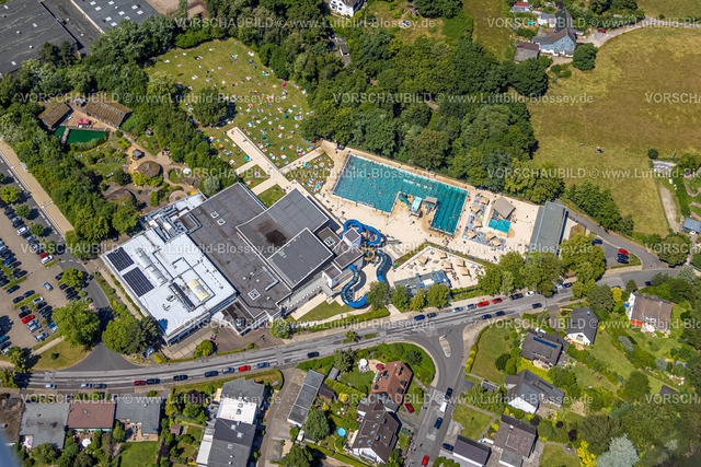 Gevelsberg230709221 | Luftbild, Freibad Schwimm in, Liegewiese, Wasserrutsche, Klostermark, Gevelsberg, Ruhrgebiet, Nordrhein-Westfalen, Deutschland