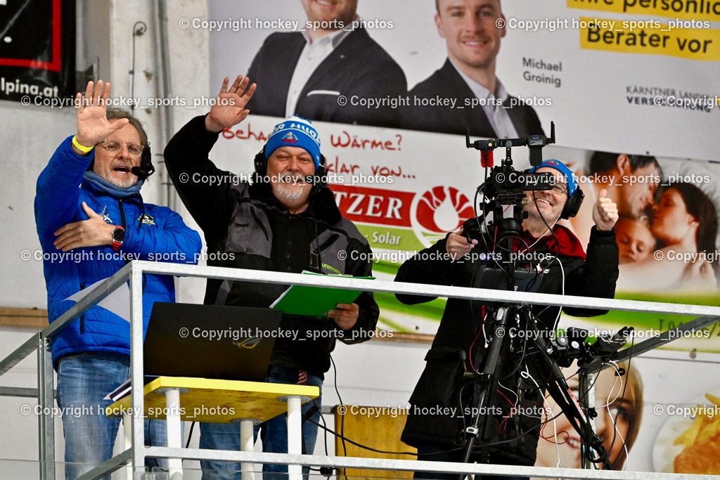 ESC SOCCERZONE STEINDORF vs. 1. EHC ALTHOFEN | Ewald Brandstätter Moderator Sport Fan, Rüdiger Wratschnig Moderator Sport Fan, Ernst Krawagner Moderator Sport Fan, ESC SOCCERZONE STEINDORF vs. 1. EHC ALTHOFEN, ESC SOCCERZONE STEINDORF vs. 1. EHC ALTHOFEN am 28.02.2025 in Steindorf (Ossiachersee Halle), Austria, (Photo by Bernd Stefan)
