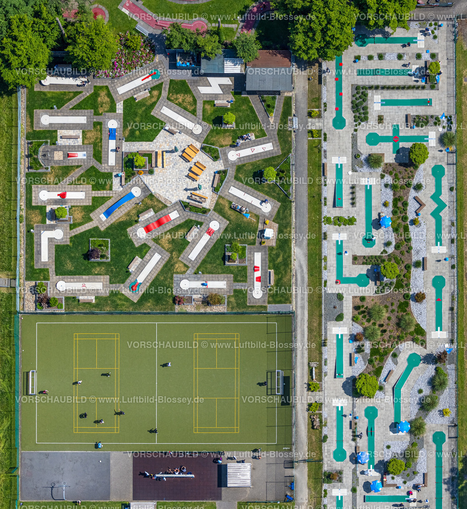 Herne220502911 | Luftbild, Spiel- und Sportplatz am Heisterkamp und Minigolfanlage im Sportpark, Wanne-Süd, Herne, Ruhrgebiet, Nordrhein-Westfalen, Deutschland
