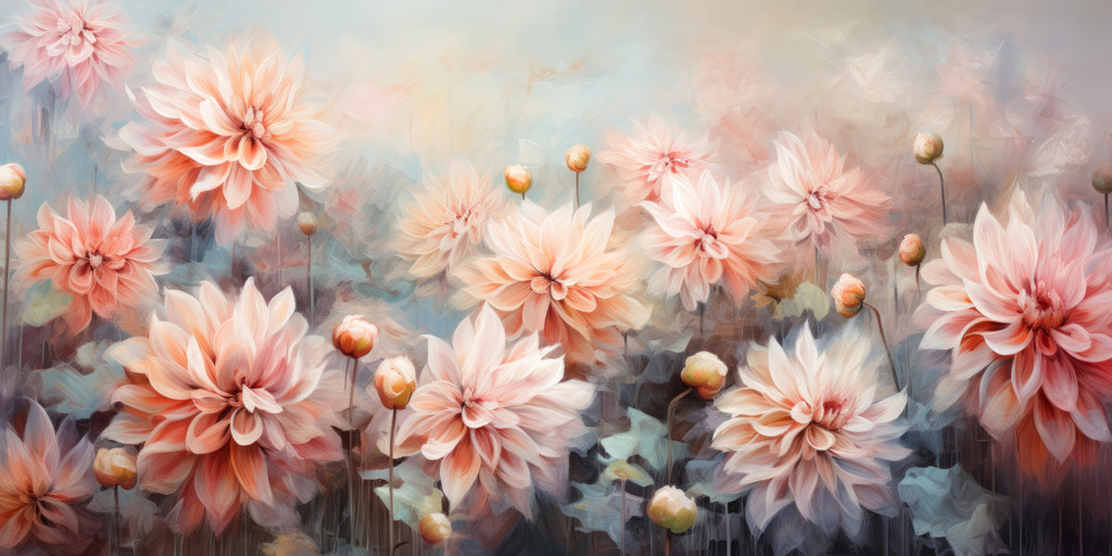 2307161 - Dahliengarten | Wunderschönes digitales Gemälde von Dahlienblüten.