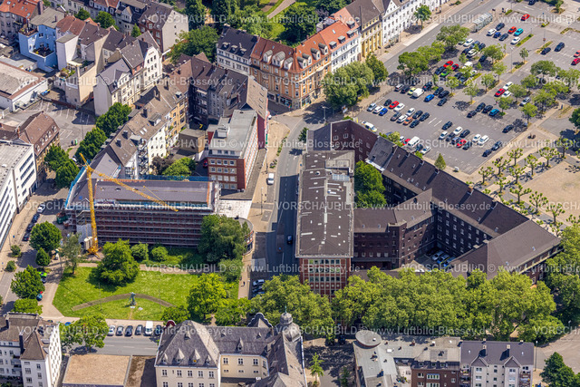 Herne220503019 | Luftbild, Bürgerzentrum Herne, Baustelle mit Sanierung des Gebäudes der Bundesagentur für Arbeit Herne, Herne-Mitte, Herne, Ruhrgebiet, Nordrhein-Westfalen, Deutschland