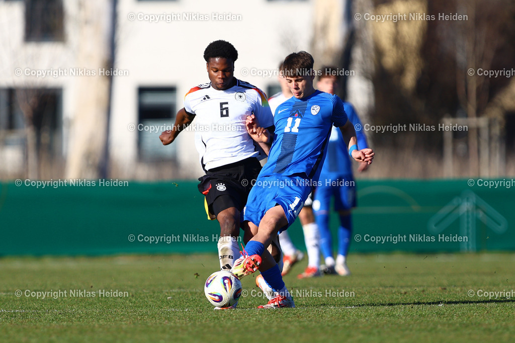 NH_DeutschlandU19_SlowenienU19_UEFAQualifikationsturnier_19032025 | #6 Winners Osawe (Deutschland U19), #11 Sven Sunta (Slowenien U19)Fußball I Junioren I UEFA-U19-Europameisterschaft I Saison 2024-2025 I Qualifikationsturnier I Deutschland U19 - Slowenien U19 I 19.03.2025 I Drömlingstadion