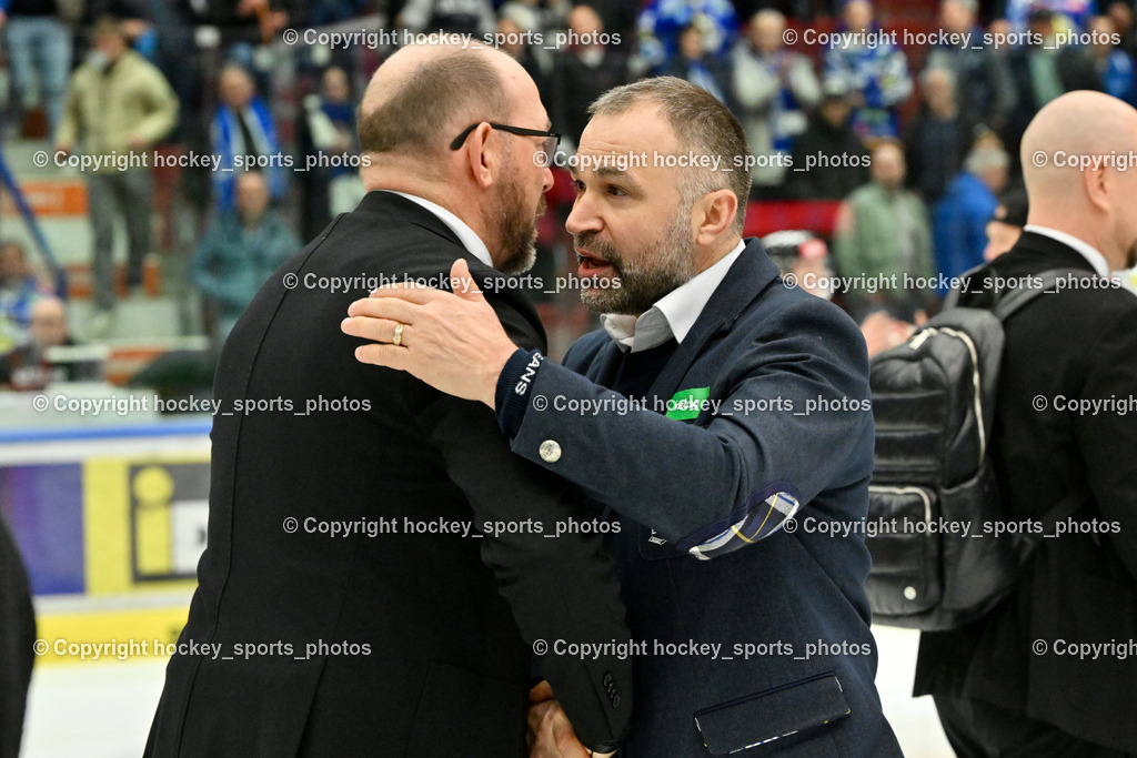 EC IDM WÄRMEPUMPEN VSV vs. MOSER MEDICAL GRAZ99ERS | Headcoach Graz 99ers Daniel Lacroix, Pierre Allard Headcoach EC VSV, EC IDM WÄRMEPUMPEN VSV vs. MOSER MEDICAL GRAZ99ERS, EC IDM WÄRMEPUMPEN VSV vs. MOSER MEDICAL GRAZ99ERS am 17.03.2026 in Villach (Stadthalle Villach), Austria, (Photo by Bernd Stefan)