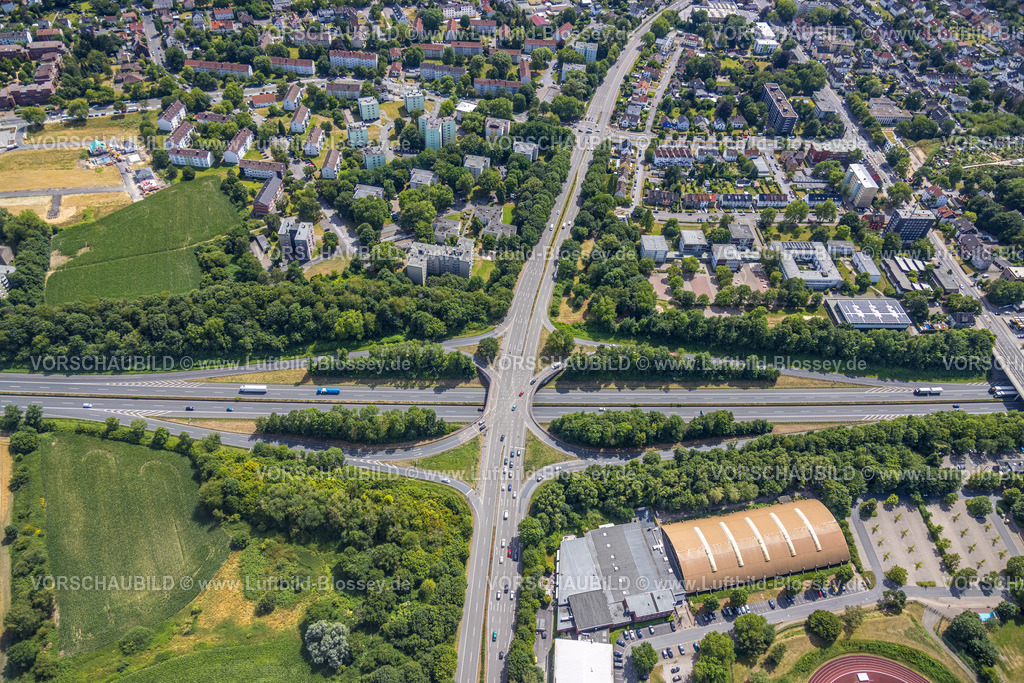 Castrop-Rauxel220706940 | Luftbild, Autobahn A42 und Bundesstraße B235, Anschlussstelle Castrop-Rauxel, Rauxel, Castrop-Rauxel, Ruhrgebiet, Nordrhein-Westfalen, Deutschland 