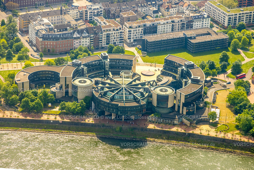 Duesseldorf240500852 | Luftbild, Gebäude NRW Landtag Nordrhein-Westfalen am Fluss Rhein, Hafen, Düsseldorf, Rheinland, Nordrhein-Westfalen, Deutschland