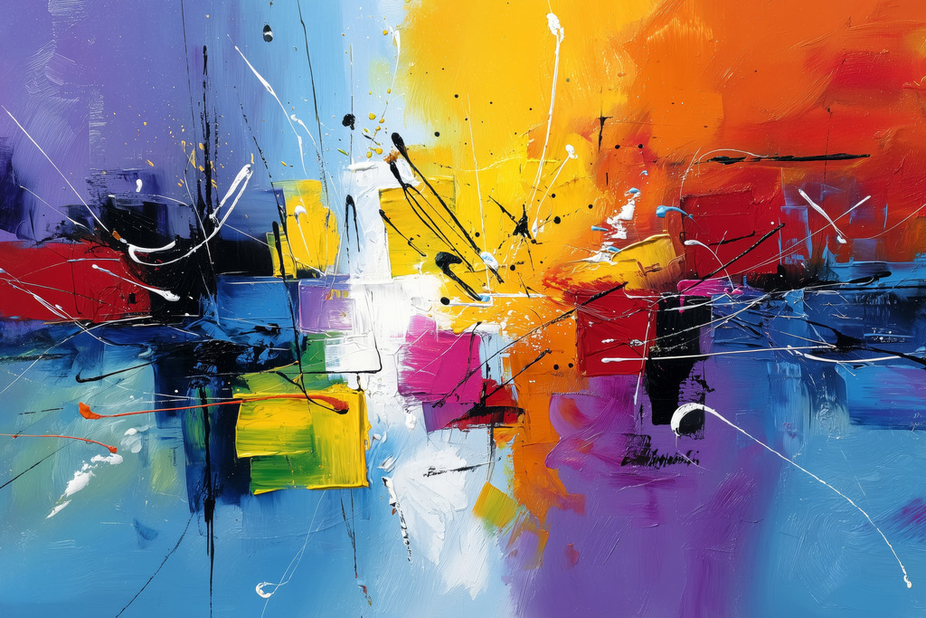 2511002 - Abstrakte Formen und Farben | Abstraktes Gemälde als hochwertiger Kunstdruck auf Leinwand, Alu-Dibond oder hinter Acrylglas.