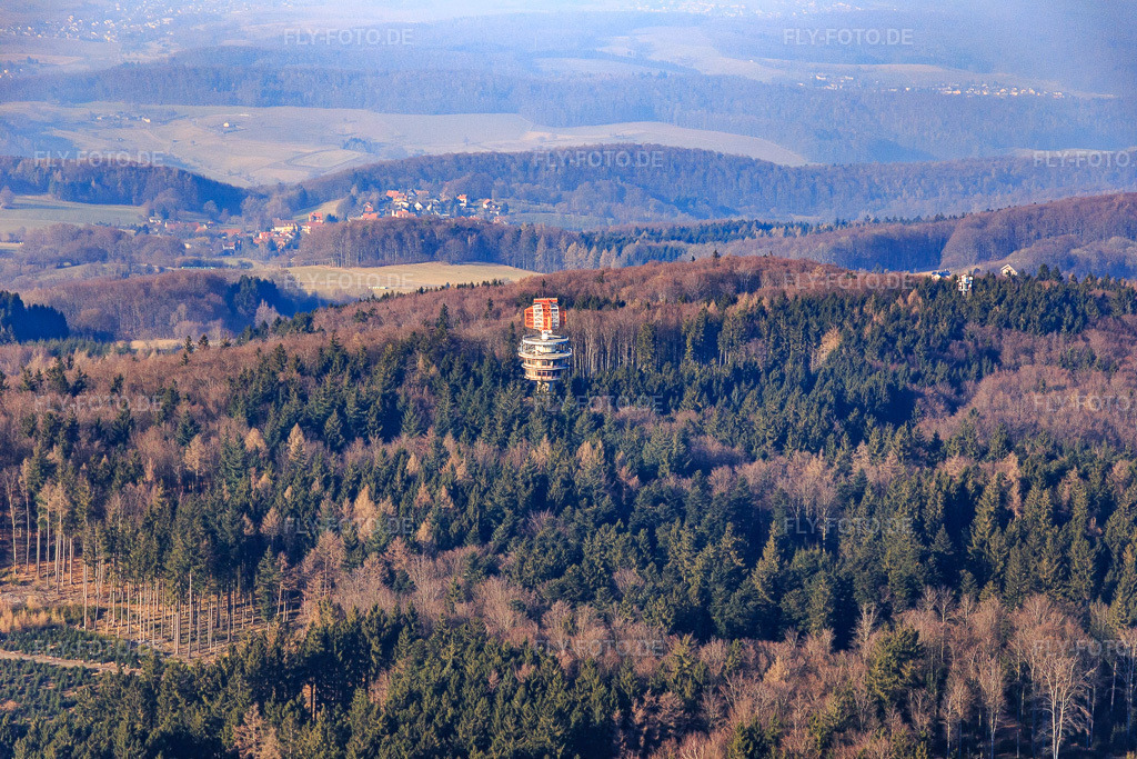 Luftbild: Radarturm Neunkircher Höhe im Ortsteil Neunkirchen in Modautal im Bundesland Hessen in Deutschland. Foto: IMG_096750.jpg vom 15.02.2017 durch Werner Riehm/FLY-FOTO.deDFS Deutsche Flugsicherung GmbH