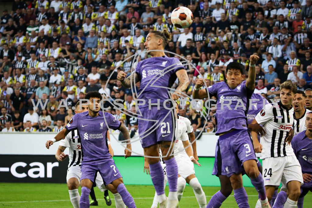 LASK Linz - FC Liverpool | LINZ,AUSTRIA,21.SEPT.23 - UEFA Europa League, LASK Linz - FC Liverpool, Image shows: Kostas Tsimikas (Liverpool FC).
Photo: Sportmediapics.com/ Andreas Willdoner