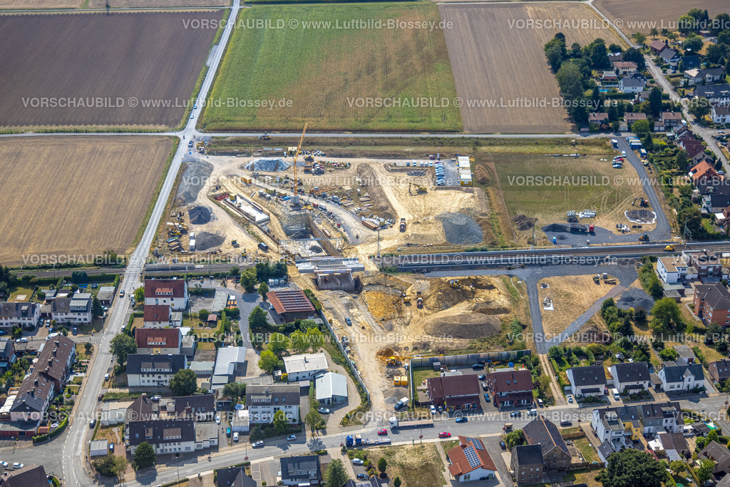 Hamm220810022Rhynern | Luftbild, geplanter Haltepunkt in Westtünnen, Baustelle am Südfeldweg und Von-Thünen-Straße für den künftigen Bahnhaltepunkt, Rhynern, Hamm, Ruhrgebiet, Nordrhein-Westfalen, Deutschland