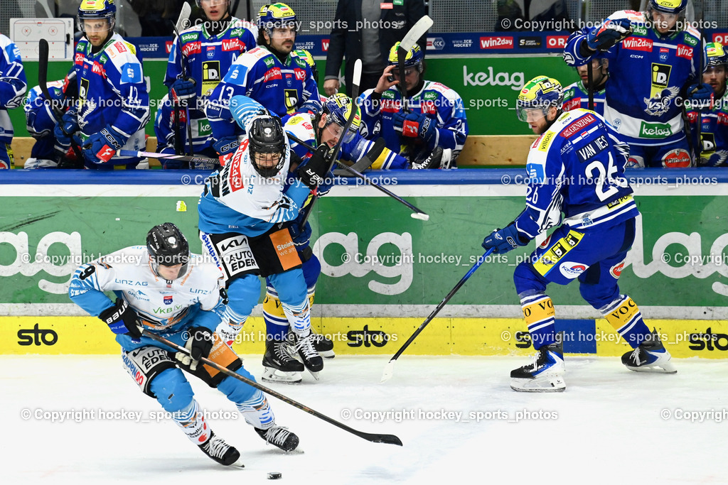 EC IDM Wärmepumpen VSV vs. Steinbach Black Wings Linz | #9 Emilio Romig Black Wings Linz, #12 Jonathan Oschgan Black Wings Linz, #26 Guus van Nes EC VSV, EC IDM Wärmepumpen VSV vs. Steinbach Black Wings Linz, EC IDM Wärmepumpen VSV vs. Steinbach Black Wings Linz am 23.01.2026 in Villach (Stadthalle Villach), Austria, (Photo by Bernd Stefan)