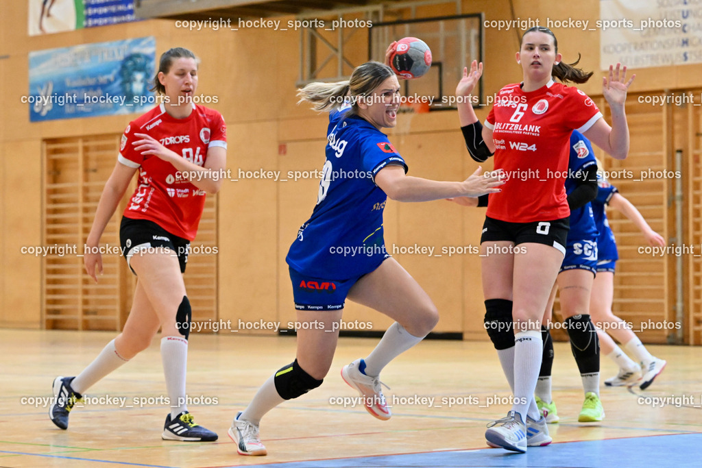 SC Ferlach vs. WAT Atzgersdorf | #94 NAGY Kristina WAT Atzgersdorf, #19 Irman Neli SC Ferlach Damen, #6 COSIC Anabel WAT Atzgersdorf, SC Ferlach vs. WAT Atzgersdorf, SC Ferlach vs. WAT Atzgersdorf am 12.05.2024 in Ferlach (Ballspielhalle Ferlach), Austria, (Photo by Bernd Stefan)