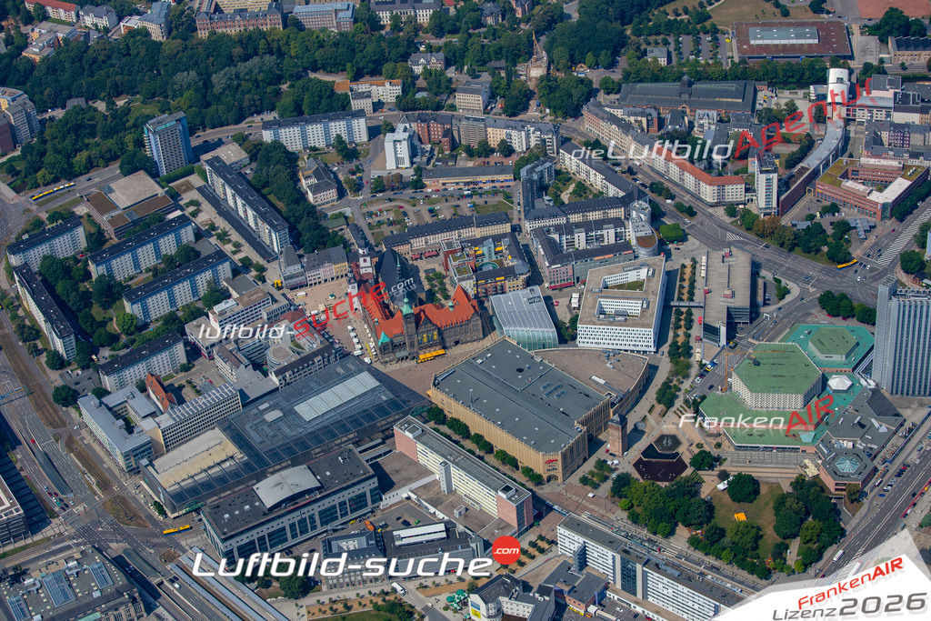aktuelles Luftbild von Altes-rathaus Chemnitz - Luftaufnahme wurde 2018 von https://frankenair.de mittels Flugzeug (keine Drohne) erstellt.