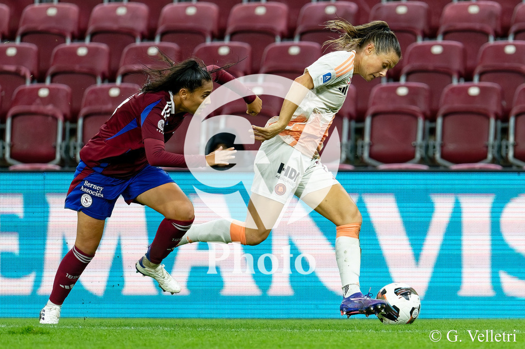 Women's Champions League - Servette FCCF v As Roma | Emilie Haavi (11 As Roma) in action during the Women's Champions League game between Servette FCCF and As Roma at Stade de Genève in Geneva, Switzerland