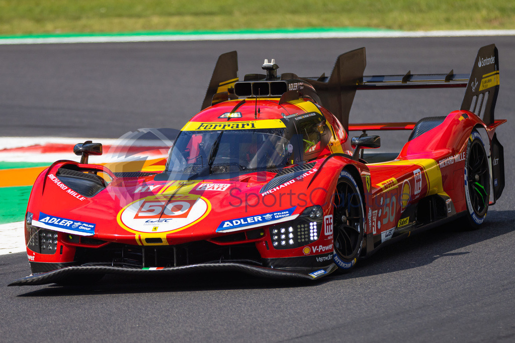 Trainproduction-20230708-0014 | MONZA,ITALY,08.Jul.23 - MOTORSPORTS - WEC, FIA World Endurance Championships, 6h of Monza, Autodromo Monza. Image shows Antonio Fuoco (ITA), Miguel Molina (ESP) and Nicklas Nielsen (DEN/Ferrari AF Corse). Photo: Trainproduction / Matthias Trinkl