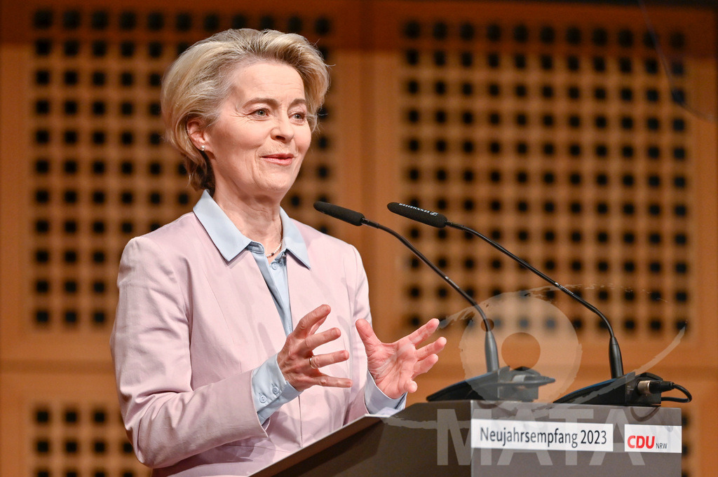 _DWI0647 | Politikerin Ursula von der Leyen beim CDU-NRW Neujahrsempfang in Düsseldorf. Düsseldorf, 28.01.2023 - Realisiert mit Pictrs.com
