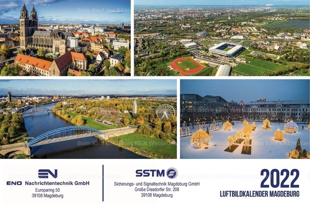 Luftbild Kalender Magdeburg Sachsen Anhalt ENO | Beispiele Firmenkalender individuell mit eigenem Logo - Realisiert mit Pictrs.com