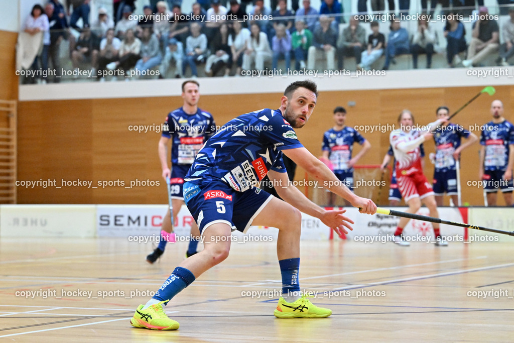 VSV Unihockye vs. KAC Floorball | #5 Michael Kanduth VSV Unihockey, VSV Unihockye vs. KAC Floorball, VSV Unihockye vs. KAC Floorball am 13.04.2025 in Villach (Ballspielhalle St. Martin), Austria, (Photo by Bernd Stefan)