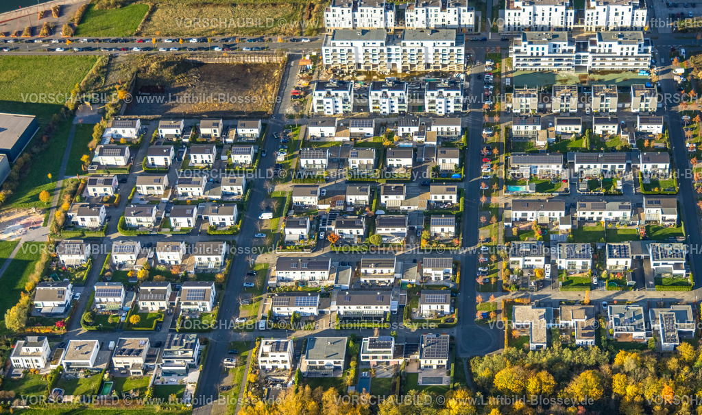 Gelsenkirchen251103223-2 | Luftbild, neues Stadtquartier Graf Bismarck Wohnanlage am Rhein-Herne-Kanal, Bismarck, Gelsenkirchen, Ruhrgebiet, Nordrhein-Westfalen, Deutschland