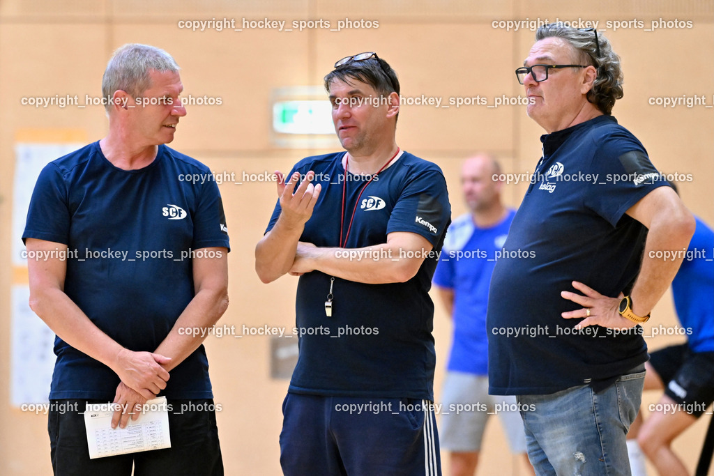 SC Ferlach Trainings -Start | Headcoach SC Ferlach BEGUS Robert, Sektionsleiter SC Ferlach Ulf Ebner, SC Ferlach Walter PERKOUNIGSC Ferlach Training Start  22.07.2024 in Ferlach (Ballspielhalle Ferlach), Austria, (Photo by Bernd Stefan)