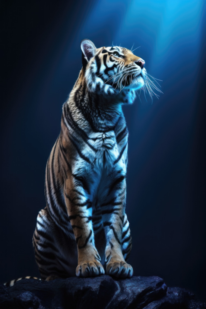 2309008 - Tiger im blauen Licht | Digitales Kunstwerk eines Tigers im blauen Licht.