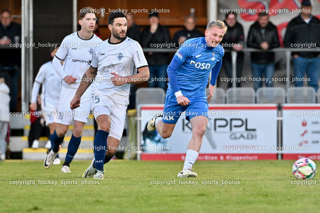 SAK vs. ATUS Velden 19.4.2024 | #18 Nicolas Manuel Modritz ATUS Velden, #5 Roland Putsche ATUS Velden, #6 Toni Dullnig SAK, SAK vs. ATUS Velden 19.4.2024, SAK vs. ATUS Velden am 19.04.2024 in Klagenfurt (Sportpark Welzenegg), Austria, (Photo by Bernd Stefan)