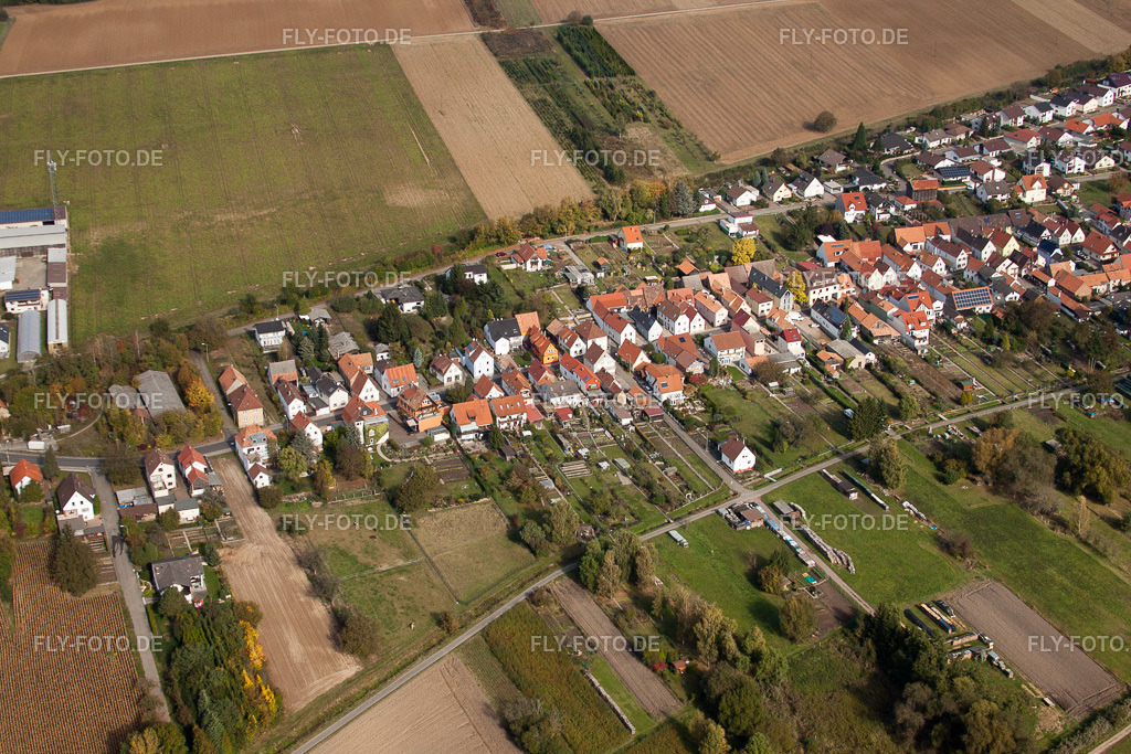 Speyerer Straße und Hauptstr | Luftbild: Speyerer Straße und Hauptstr im Ortsteil Schaidt in Wörth im Bundesland Rheinland-Pfalz in Deutschland. Foto: IMG_22504.jpg vom 15.10.2009 durch Werner Riehm/FLY-FOTO.de - Realisiert mit Pictrs.com