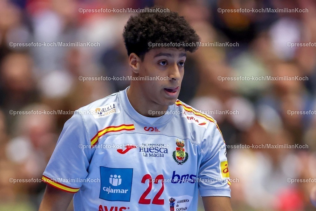 EHF19012602152 | 19.01.2026, Handball, Men's EHF EURO 2026, Deutschland - Spanien, Jyske Bank Boxen in Herning, Dänemark, Preliminary Round:  Marcos Fis Ballester (Espania #22) 