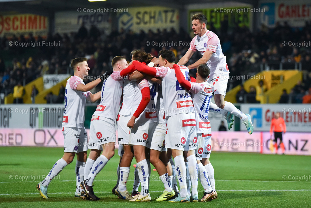 A_LUI_20230304_0037 | SPORT FUSSBALL ADMIRAL BUNDESLIGA SV RIED VS AUSTRIA WIEN
IM BILD: Torjubel (Austria Wien)

FOTO:FOTOLUI/UW