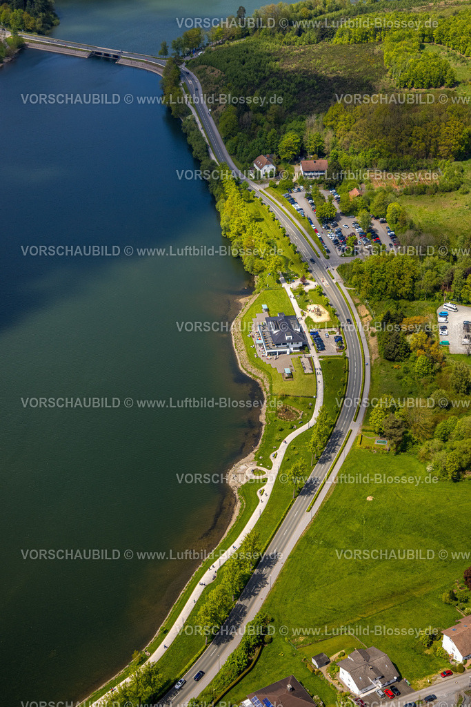 Sundern230505186 | Luftbild, Heimathafen Gastronomie Grote Bäckerei an der Uferpromenade Seestraße am Sorpesee, Amecke, Sundern, Sauerland, Nordrhein-Westfalen, Deutschland