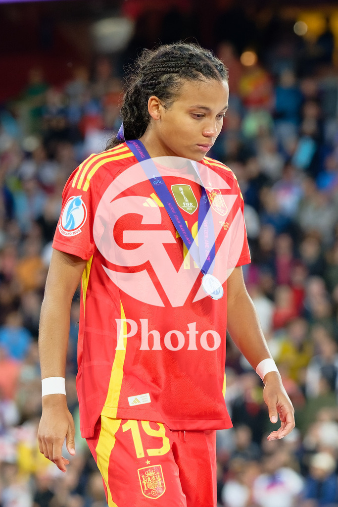 England v Spain - UEFA Women's EURO 2025 Final | BASEL, SWITZERLAND - JULY 27:  Vicky Lopez of Spain looks dejected  during the UEFA Women's EURO 2025 Final match between England and Spain at St. Jakob-Park on July 27, 2025 in Basel, Switzerland. (Photo by Giuseppe Velletri/Sports Press Photo/Getty Images)