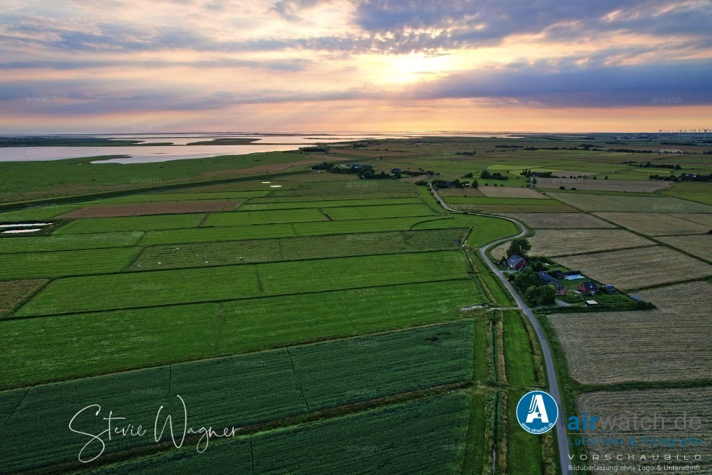 Luftbilder Hattstedtermarsch | Luftbilder, Nordsee, Nordfriesland, Hattstedtermarsch, Sterdebüll, Deichweg, Speckiweg, Herstum