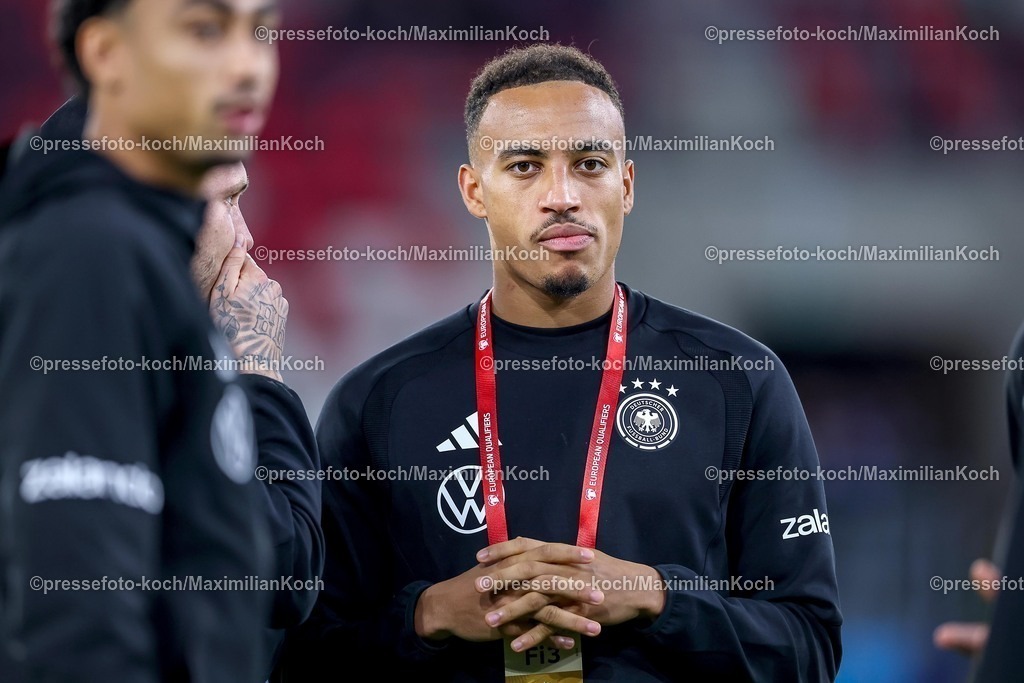 DFB14112501008 | 14.11.2025, Fußball, Länderspiel, WM-Qualifikation Europa, Deutschland - Luxemburg, Stade de Luxembourg (Croix de Gasperich, Luxemburg), 9. Spieltag, Saison 2025 2026: Malick Thiaw (GER)  bei der Platzbehung vor dem SpielRegulations prohibit any use of photographs as image sequences and or quasi-video.