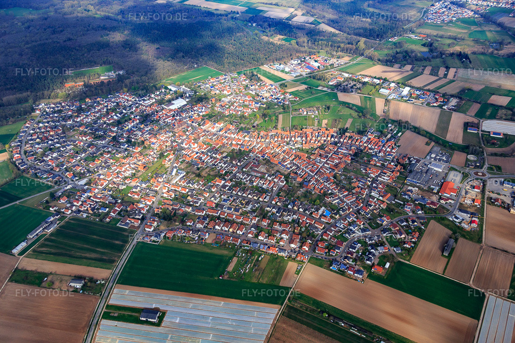 Luftbild: Ortsübersicht im Winter aus Südosten in Harthausen im Bundesland Rheinland-Pfalz in Deutschland. Foto: IMG_076835.jpg vom 12.04.2015 durch Werner Riehm/FLY-FOTO.de