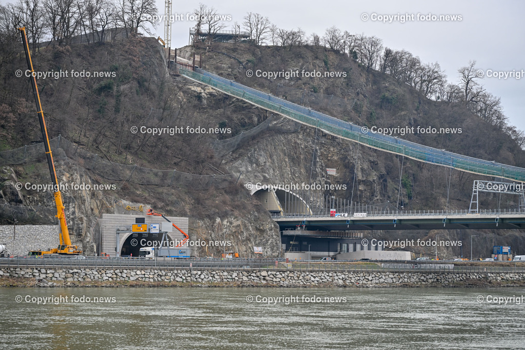 Westring A26_ Westringbruecke_ 22.02.2024-7 | 22.02.2024, Westring A26, AUT, Westring A26, Westringbruecke, im Bild Westringbruecke, Brücke, Baustelle, Wegweiser, Donau