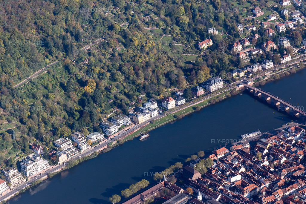 Luftbild: Alte Brücke, Neuenheimer Landstr im Ortsteil Neuenheim in Heidelberg im Bundesland Baden-Württemberg in Deutschland. Foto: IMG_104205.jpg vom 31.10.2017 durch Werner Riehm/FLY-FOTO.de