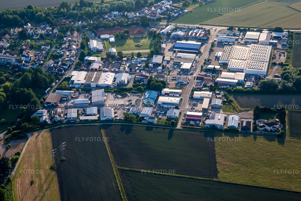 Luftbild: Gewerbering im Ortsteil Hochstetten in Linkenheim-Hochstetten im Bundesland Baden-Württemberg in Deutschland. Foto: IMG_136244.jpg vom 07.06.2023 durch Werner Riehm/FLY-FOTO.de