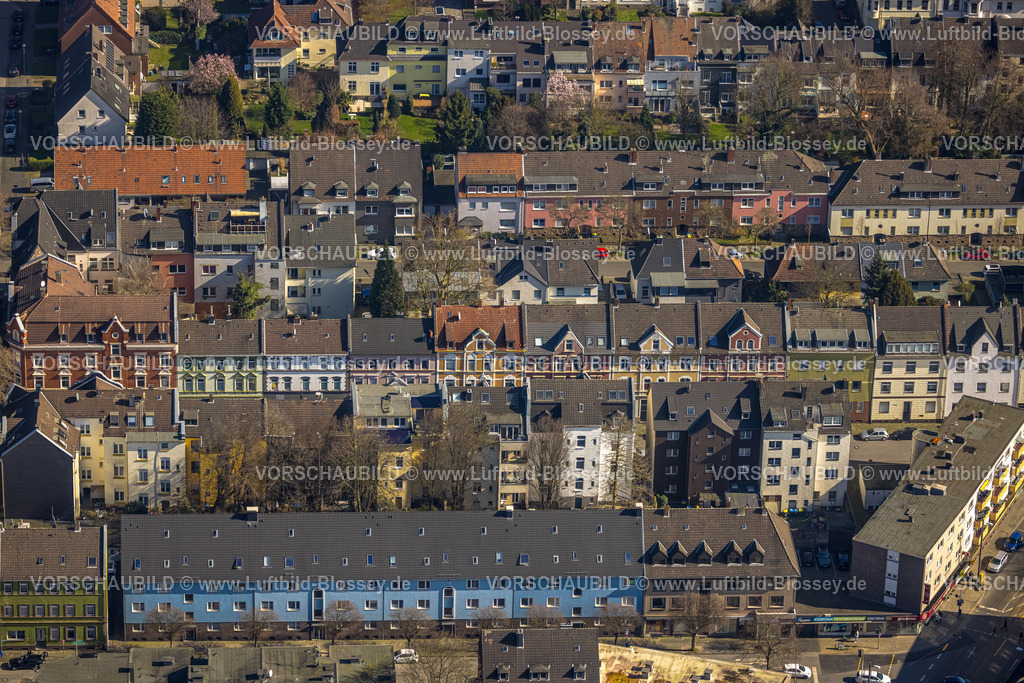 Gelsenkirchen240301083 | Luftbild, Reihenhaus Wohnsiedlung Kurfürstenstraße, Feldmark, Gelsenkirchen, Ruhrgebiet, Nordrhein-Westfalen, Deutschland