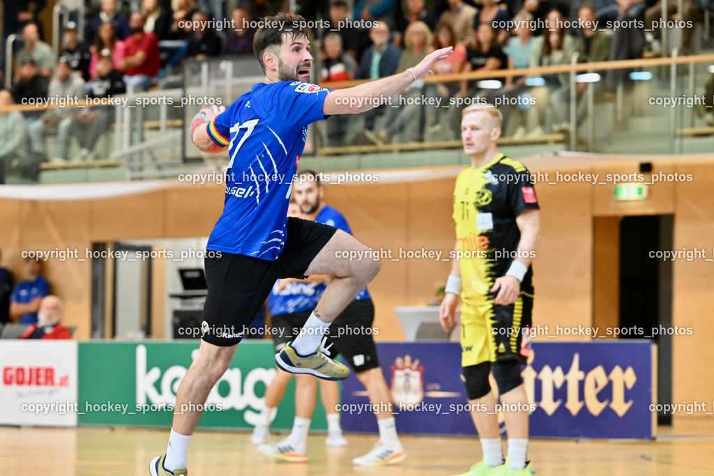 SC Ferlach vs. Bregenz Handball | #77 BOBAS Rudi SC Ferlach, SC Ferlach vs. Bregenz Handball, SC Ferlach vs. Bregenz Handball am 28.09.2024 in Ferlach (Ballspielhalle Ferlach), Austria, (Photo by Bernd Stefan)