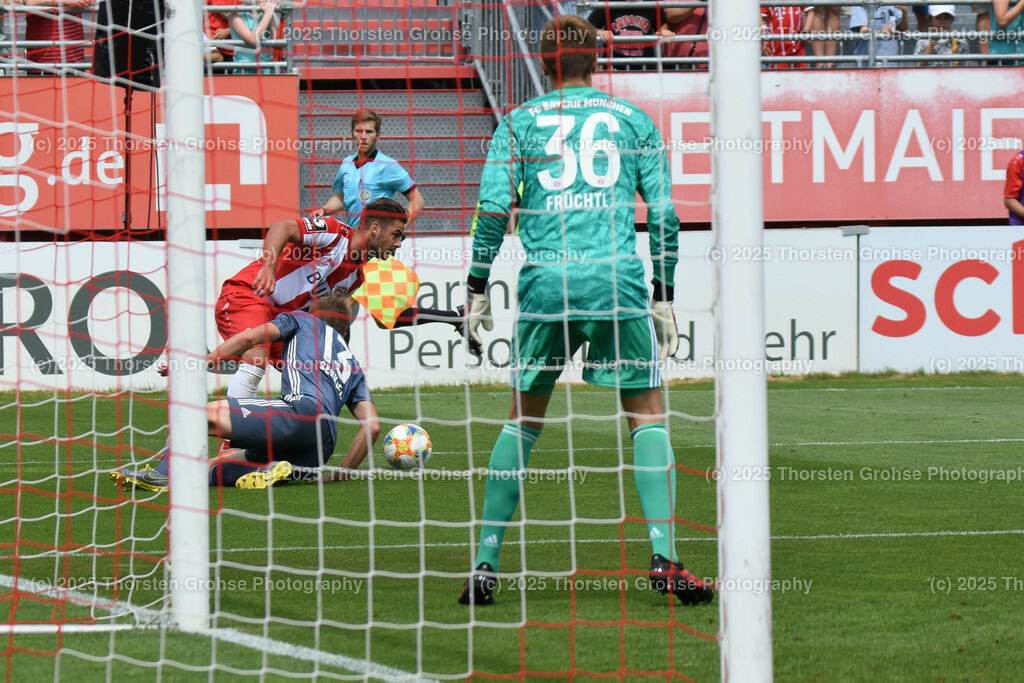 3. Football - League Wuerzburg vs. Bayern II | 3. Football - League Wuerzburg vs. Bayern II, Wuerzburger Kickers vs. Bayern Muenchen II on 20.07.2019 in the Flyeralarm ARENA in Wuerzburg, (Germany)

Image: Christian Fruechtl 36 (Bayern Muenchen II), Kilian Senkbeil 13 (Bayern Muenchen II)

DFL REGULATIONS PROHIBIT ANY USE OF PHOTOGRAPHS as IMAGE SEQUENCES and/or QUASI-VIDEO. - Realisiert mit Pictrs.com