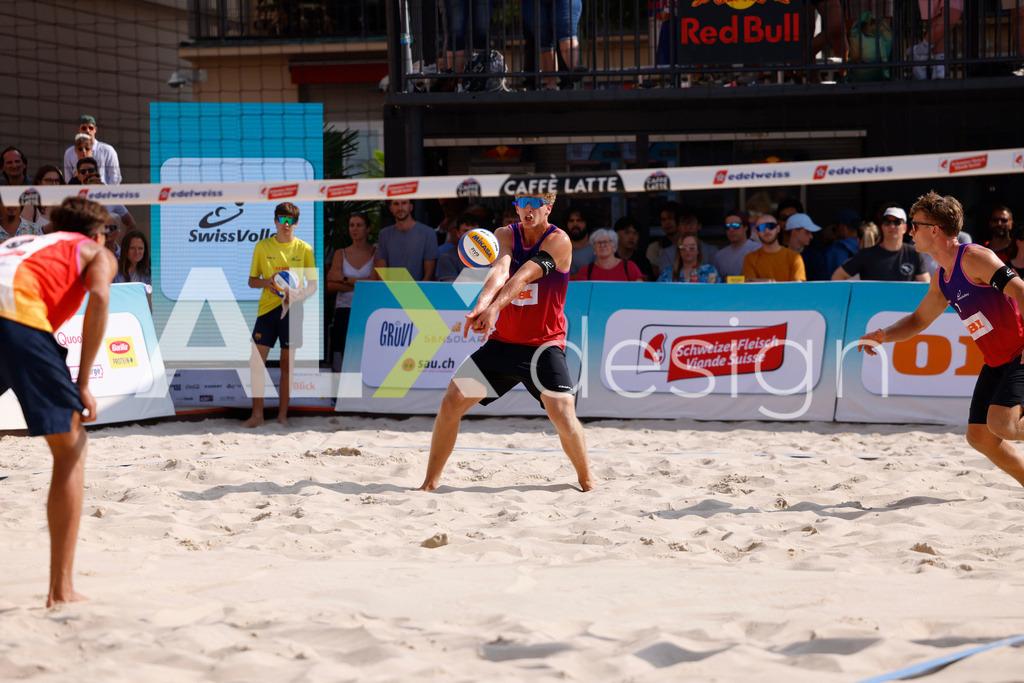 Obi BeachTour 2026 - Basel | BASEL, SWITZERLAND - JULY 19: MATHIS KÄLIN (SUI) during the Obi BeachTour 2026 match between DILLIER / FLÜCKIGER (SUI) and BREER / KÄLIN (SUI) at Barfüsserplatz on July 19, 2026 in Basel, Switzerland. - Realisiert mit Pictrs.com