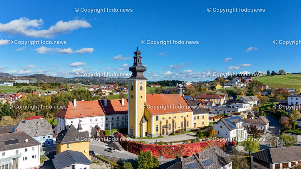 Muenzbach_ 06.11.2023-30 | 06.11.2023, Muenzbach, AUT, Muenzbach im Bild Kirche Muenzbach mit dem Kloster

Drohne