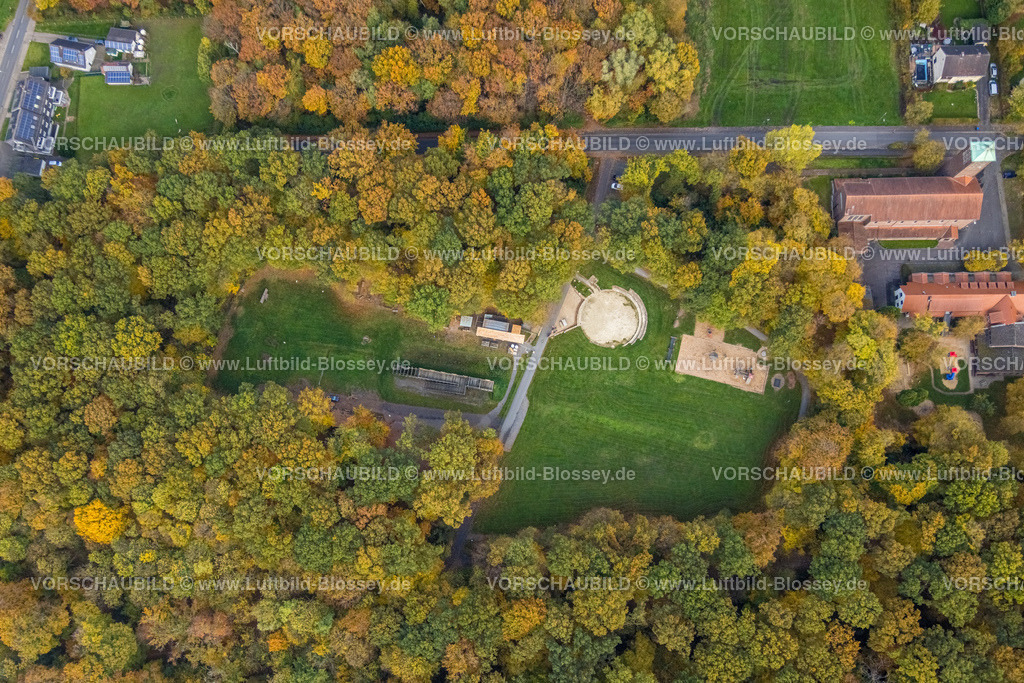Bergkamen221013348 | Luftbild, Römerbergpark, Holzwand, Römerbergwald in Herbstfarben, Oberaden, Bergkamen, Ruhrgebiet, Nordrhein-Westfalen, Deutschland