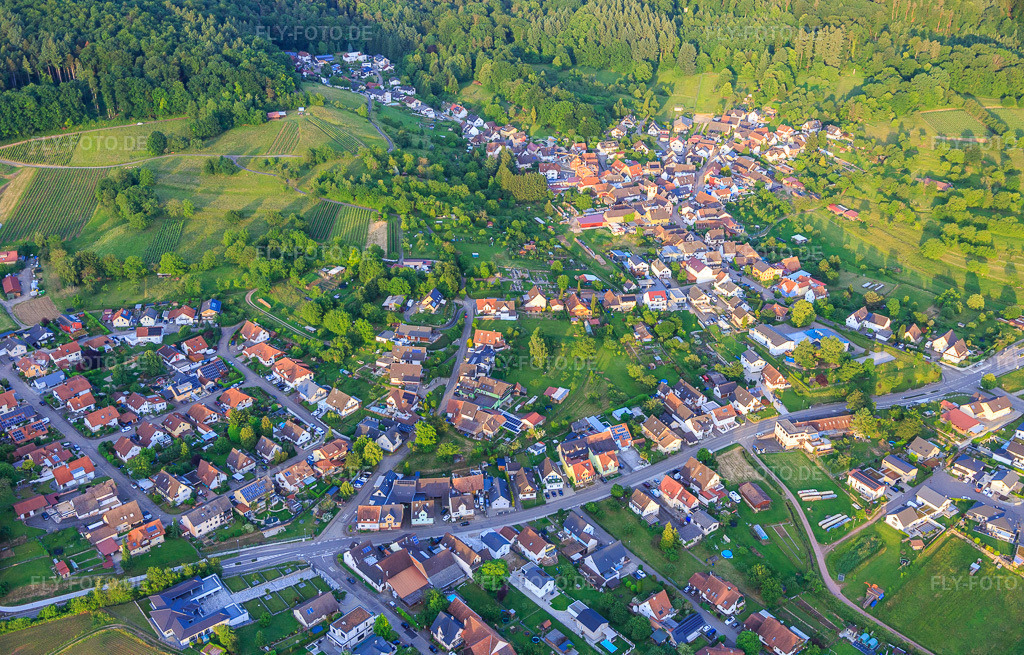 Luftbild: Dorfansicht von Südwesten im Ortsteil Wallburg in Ettenheim im Bundesland Baden-Württemberg in Deutschland. Foto: IMG_147486.jpg vom 29.05.2025 durch Werner Riehm/FLY-FOTO.de