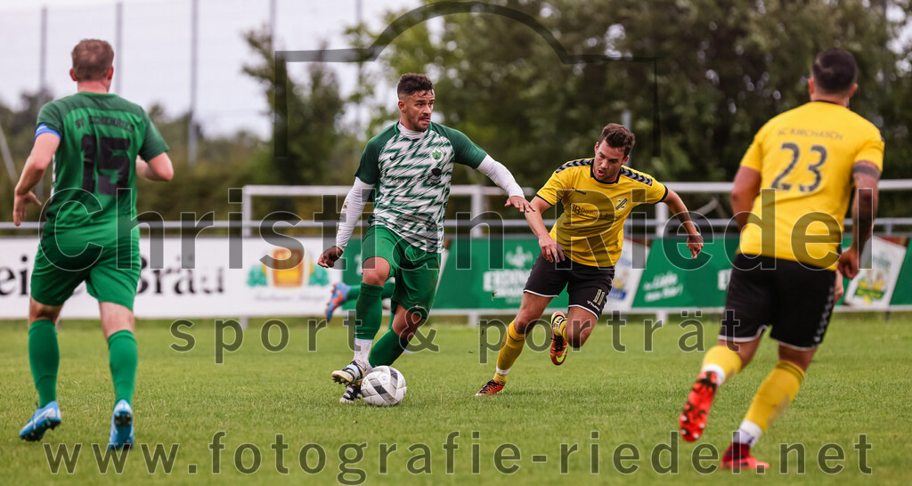 2023-08-06_098_SC_Kirchasch_gegen_SV_Eichenried | Bockhorn, Deutschland, 06.08.2023:
Fußball, Kreisliga 2023 / 2024, 2. Spieltag, SC Kirchasch gegen SV Eichenried, Endergebnis: 3:1

Maximilian Kirmeyer (SV Eichenried, #10), Stefan Hackl (SC Kirchasch, #11)

Foto: Christian Riedel / fotografie-riedel.net